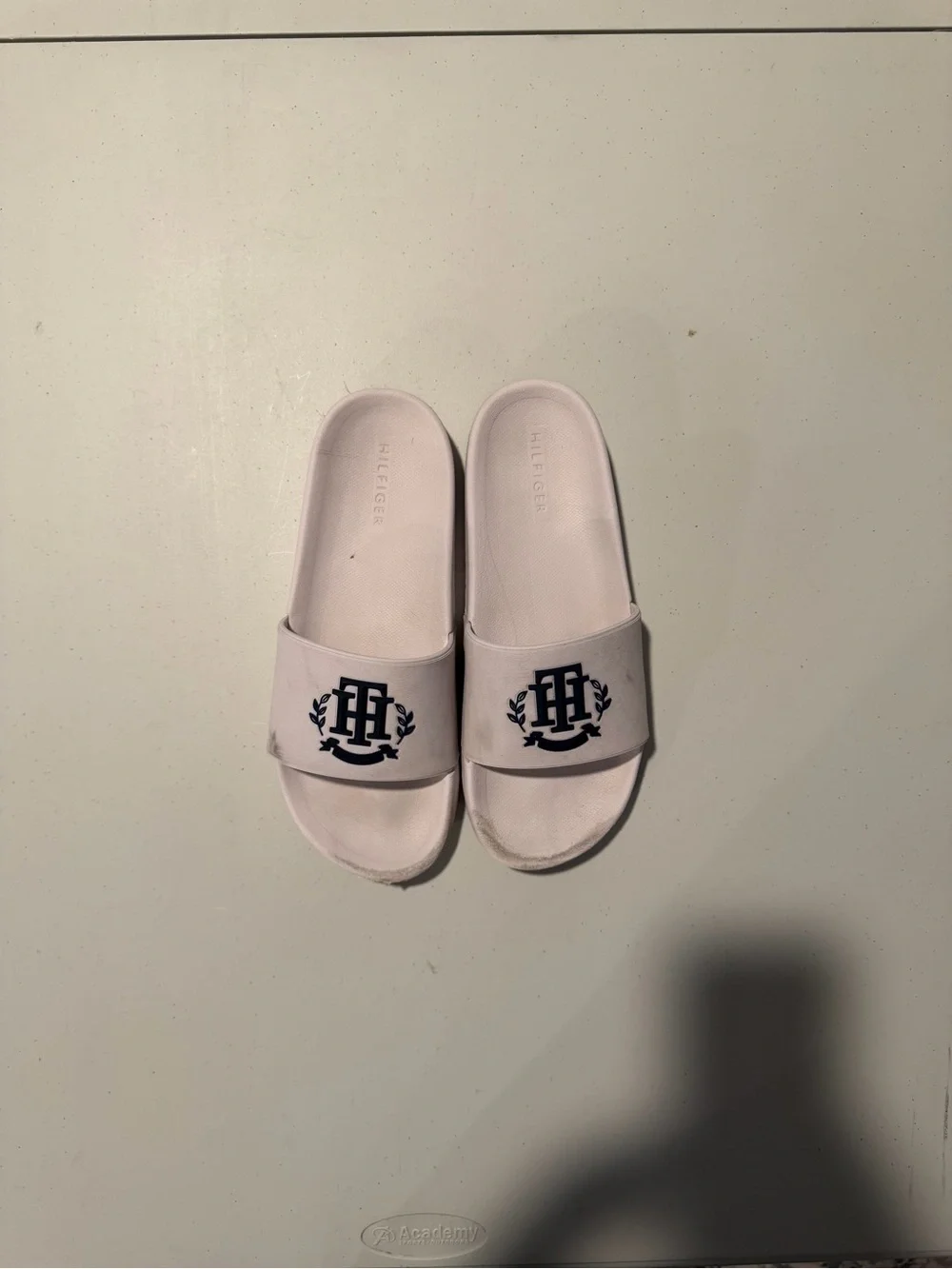 Tommy Hilfiger Ramos Crest Rubber Pool Slides White Mens Size [ADD